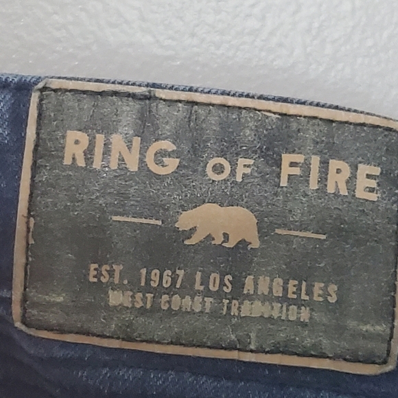 Ring of Fire Slim Mens Blue Skinny Jeans Ribbed Thighs Size 33/32 - Picture 7 of 9